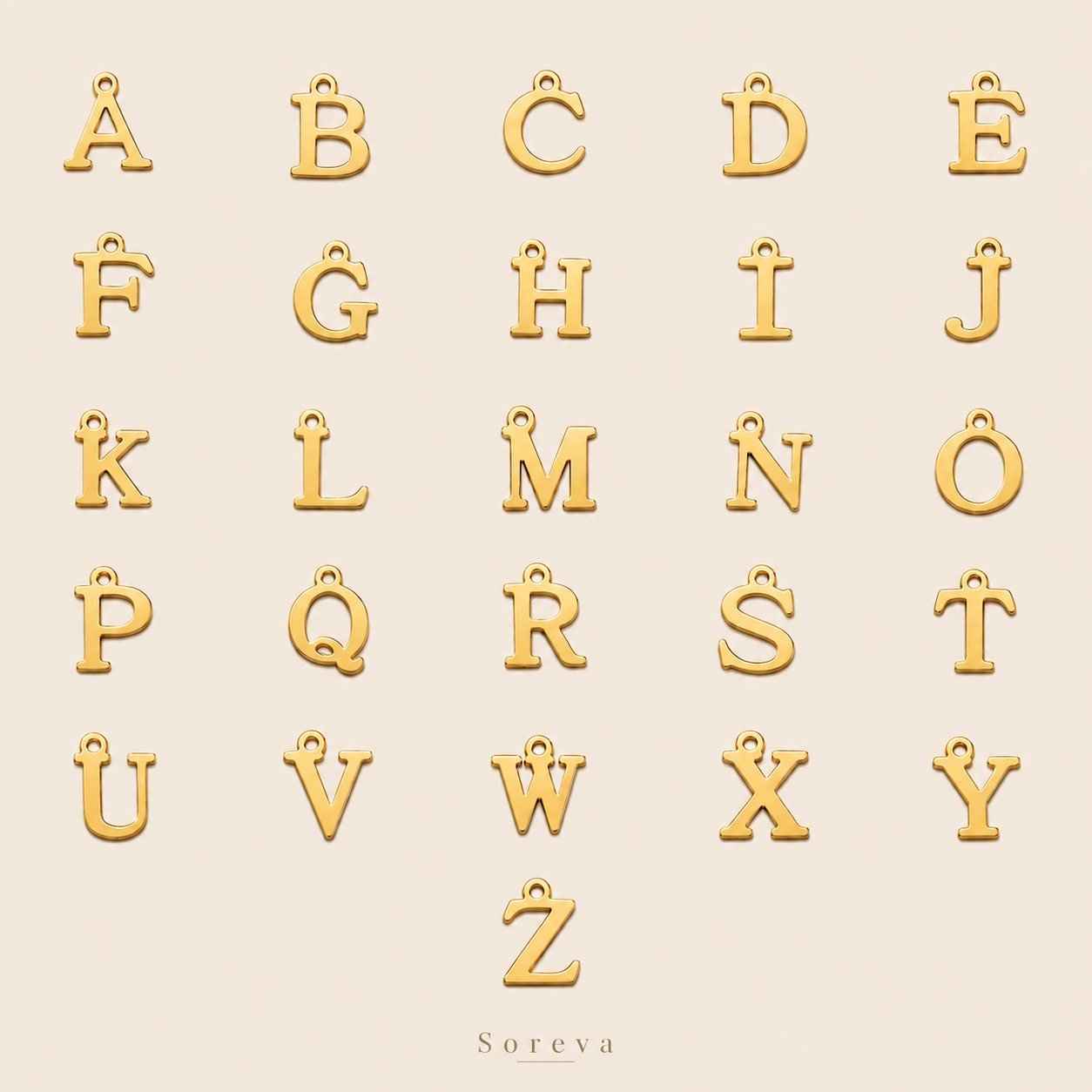 Soreva Initial-Anhänger in 18k Gold, Buchstaben A bis Z