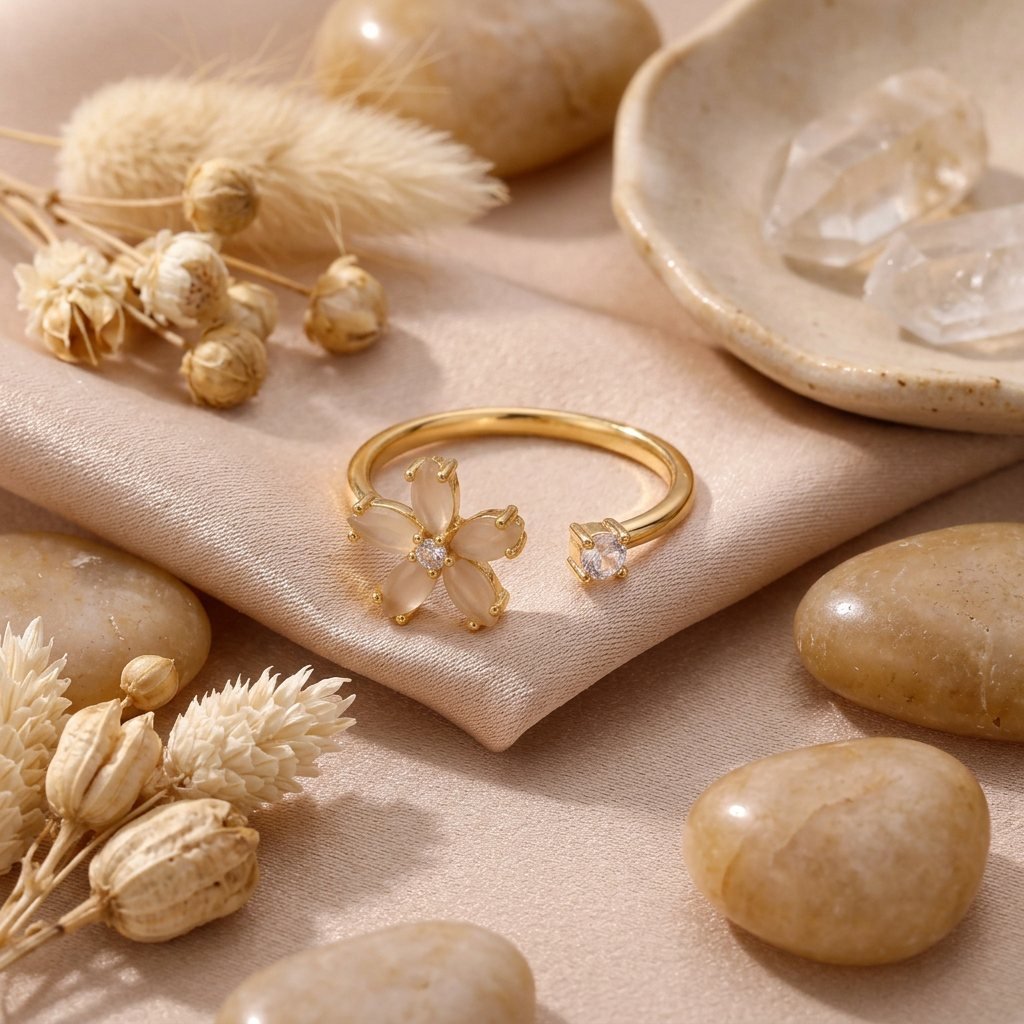 Blumen-Ring mit Zirkonia-Steinen